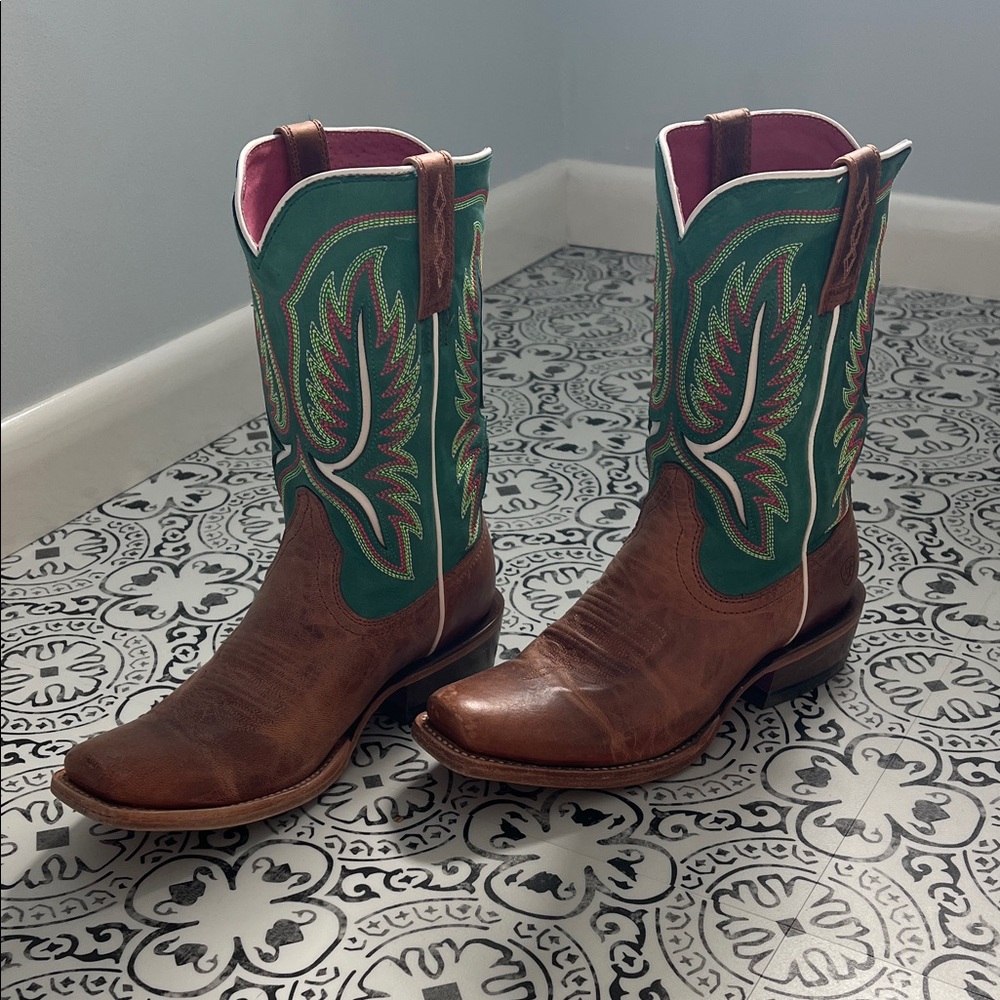 Ariat Brown and Green Western Boots